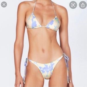 Triangl Women's Neoprene Bathing Suit Bikini Purple Blue Bibi Luna Tie Dye Small